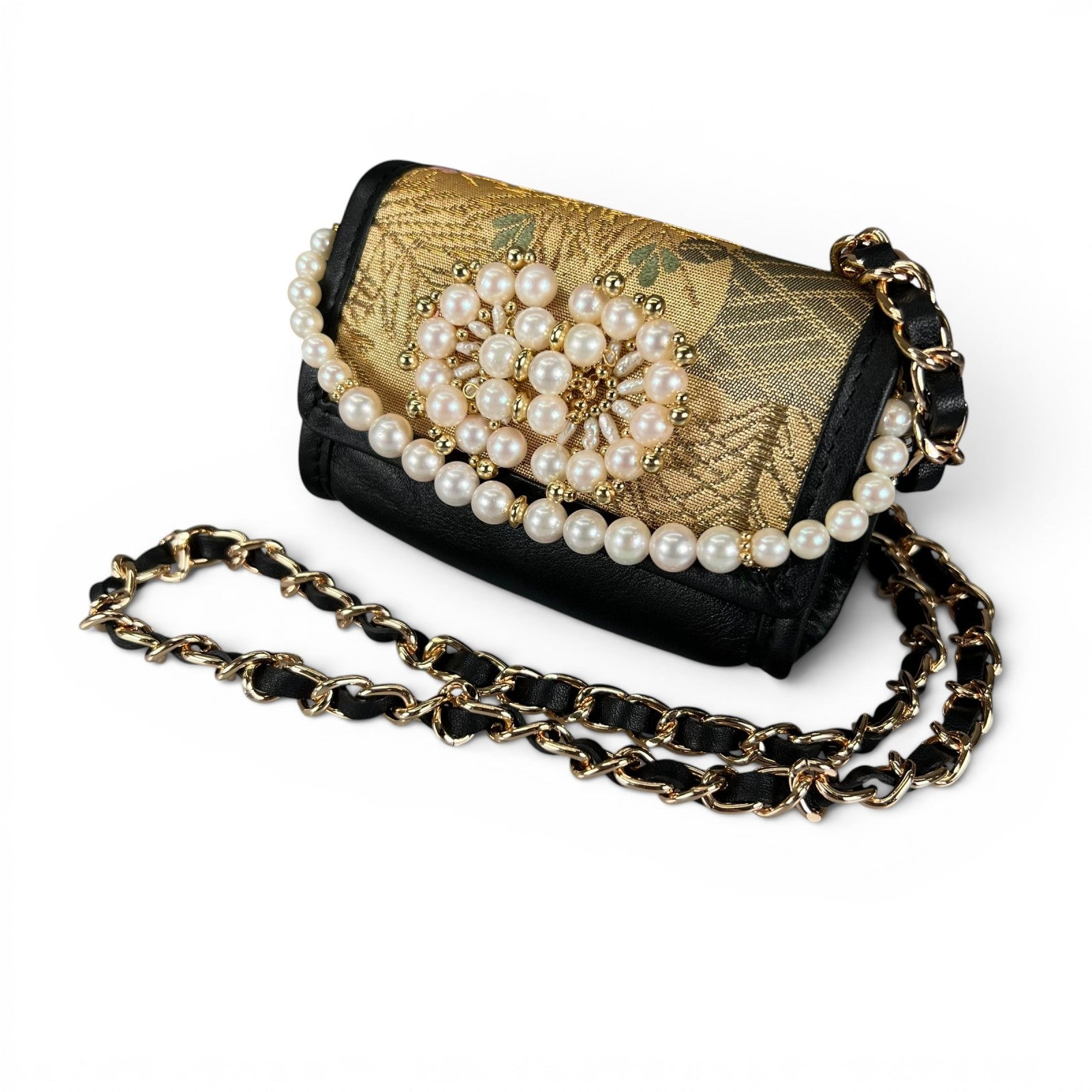 "Yukiwa Wakamatsu" Obi and Pearl Micro Bag
