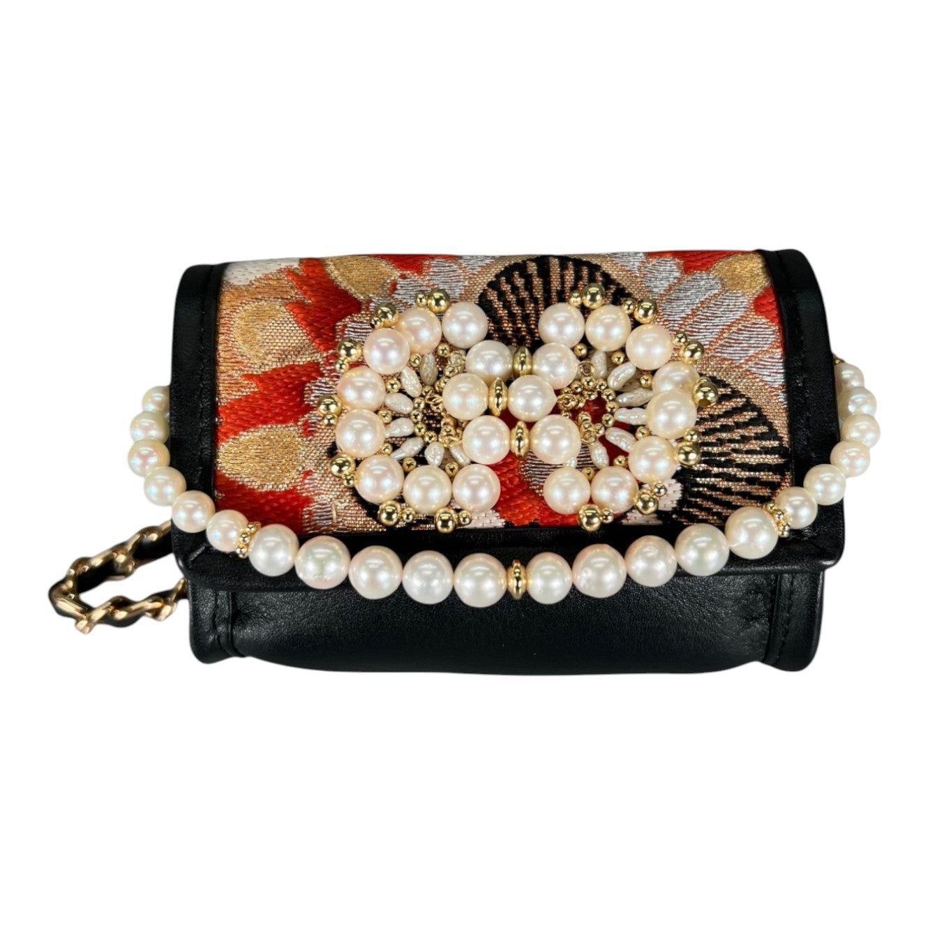 「菊文亀甲」帯とあこやパールのMicro bag