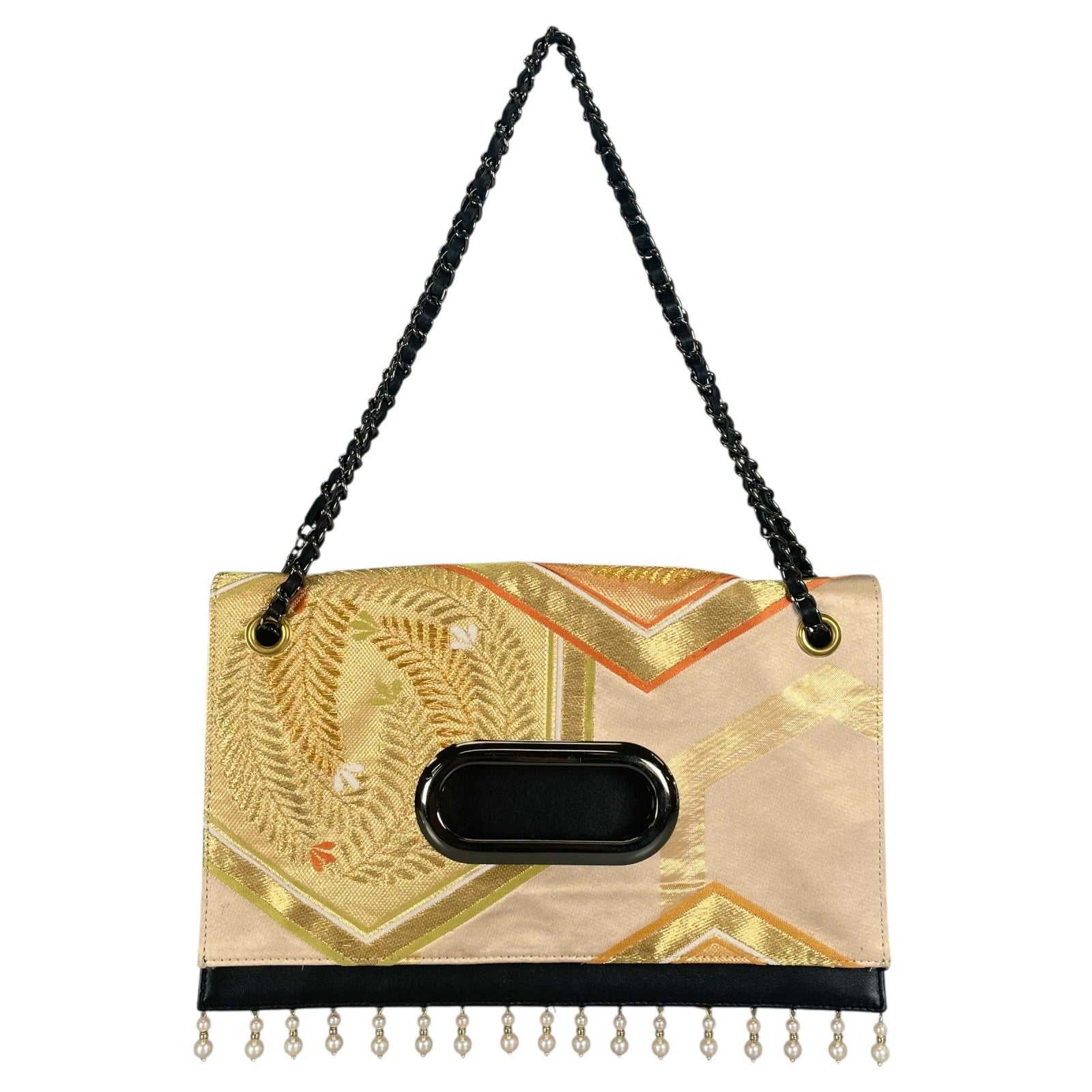 「亀甲藤紋」ヴィンテージ帯のClutch bag